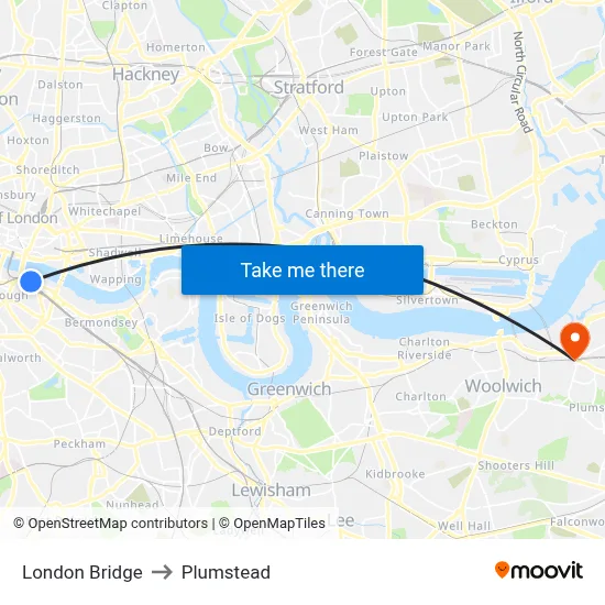 London Bridge to Plumstead map