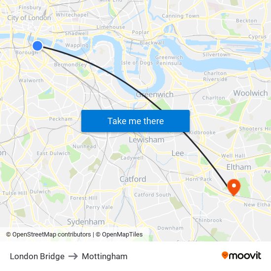 London Bridge to Mottingham map