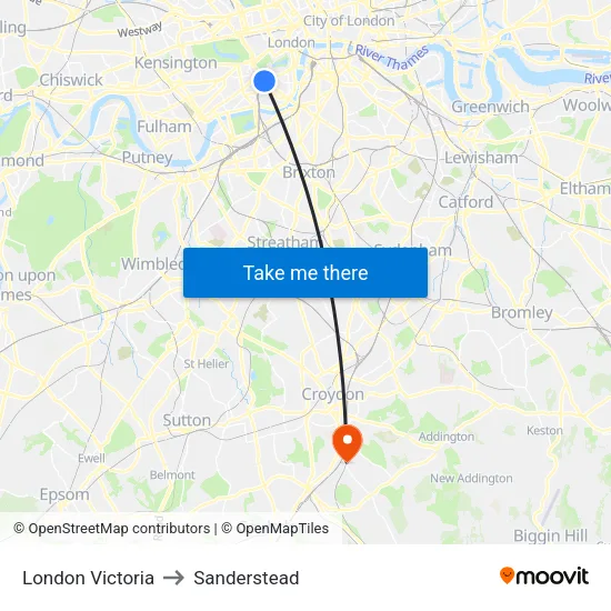 London Victoria to Sanderstead map