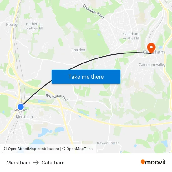 Merstham to Caterham map