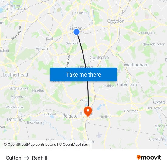 Sutton to Redhill map