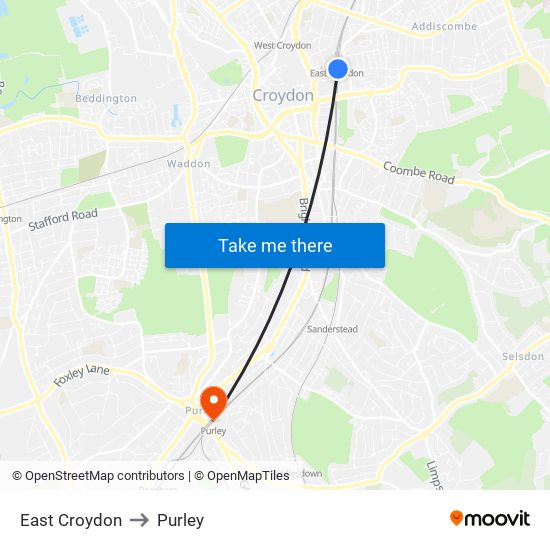 East Croydon to Purley map