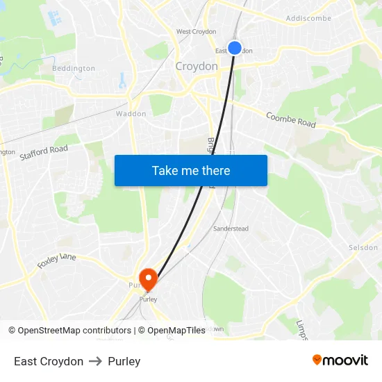 East Croydon to Purley map