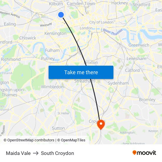Maida Vale to South Croydon map
