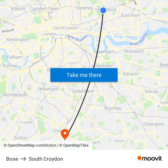 Bose to South Croydon map