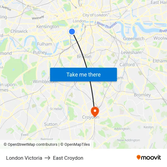 London Victoria to East Croydon map