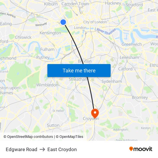 Edgware Road to East Croydon map