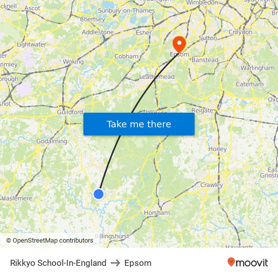 Rikkyo School-In-England to Epsom map