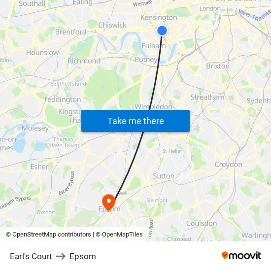 Earl's Court to Epsom map