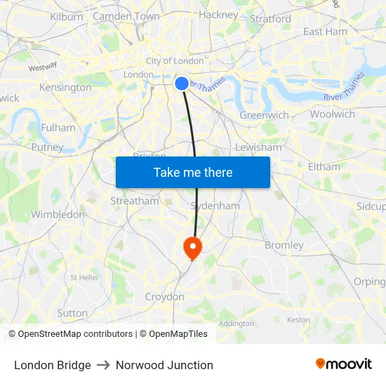 London Bridge to Norwood Junction map