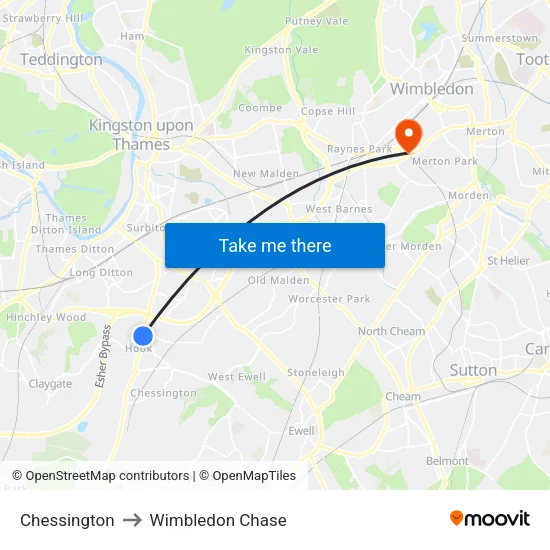 Chessington to Wimbledon Chase map