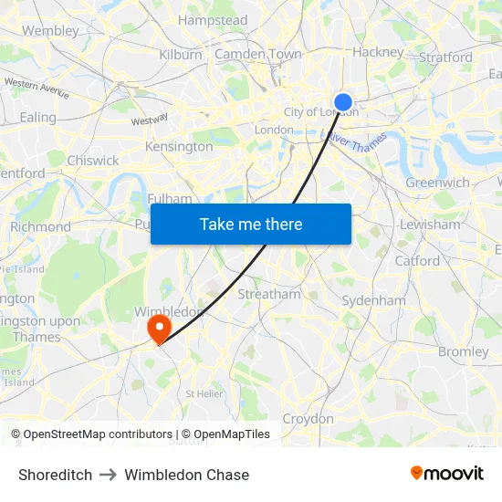 Shoreditch to Wimbledon Chase map