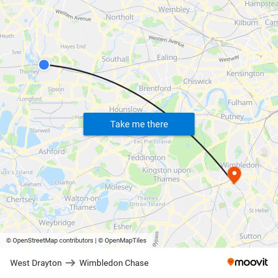 West Drayton to Wimbledon Chase map