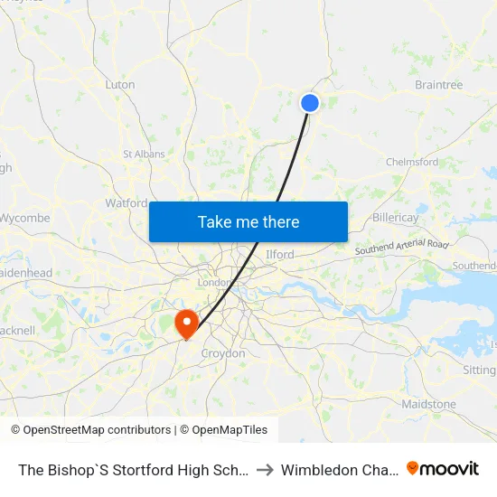 The Bishop`S Stortford High School to Wimbledon Chase map