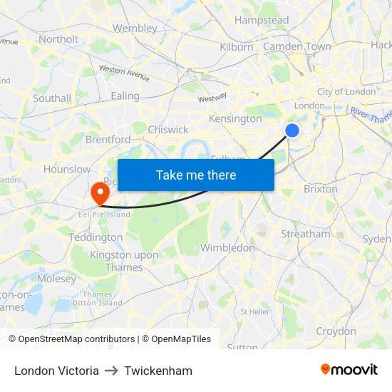 London Victoria to Twickenham map
