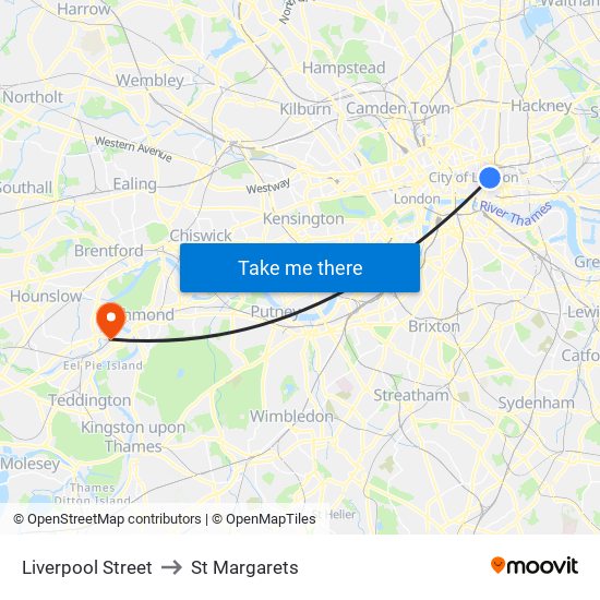 Liverpool Street to St Margarets map