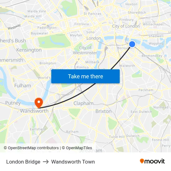 London Bridge to Wandsworth Town map