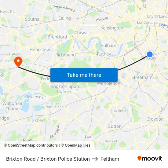 Brixton Road / Brixton Police Station to Feltham map