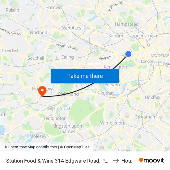 Station Food & Wine 314 Edgware Road, Paddington, London, W2   1dy to Hounslow map