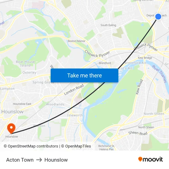 Acton Town to Hounslow map