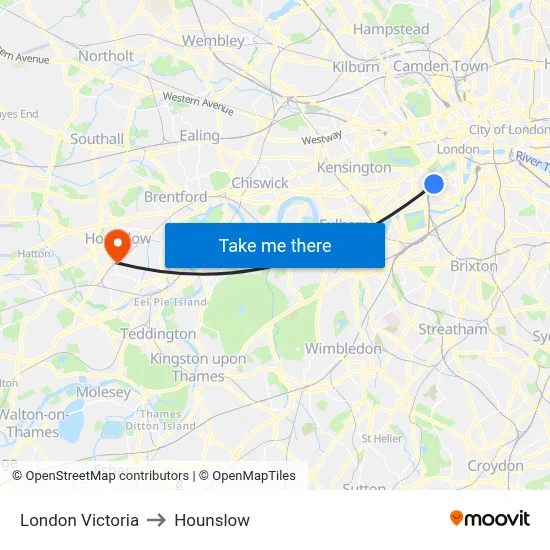 London Victoria to Hounslow map