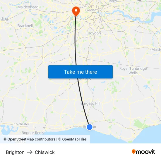 Brighton to Chiswick map
