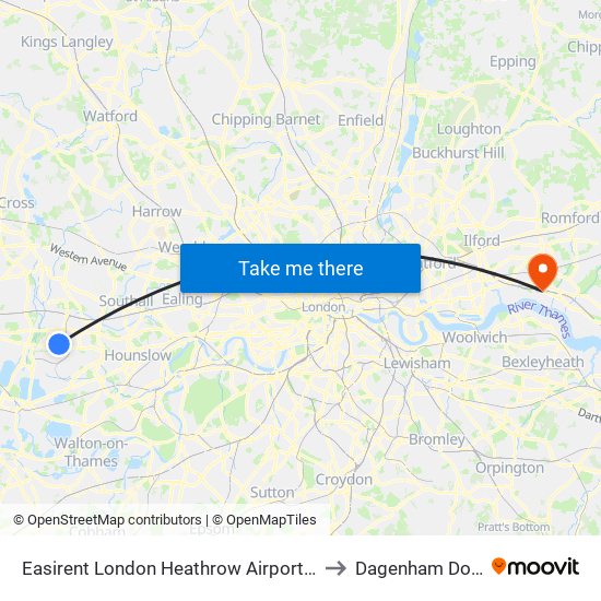 Easirent London Heathrow Airport Lhr to Dagenham Dock map