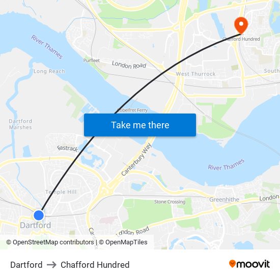 Dartford to Chafford Hundred map