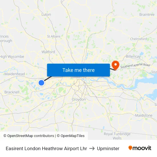 Easirent London Heathrow Airport Lhr to Upminster map