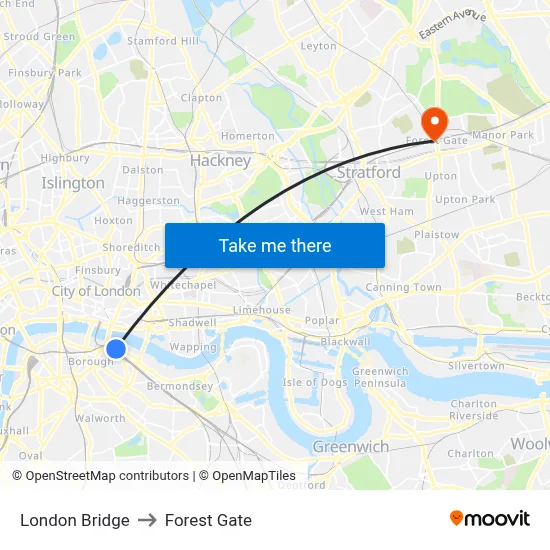 London Bridge to Forest Gate map