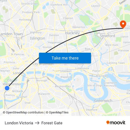 London Victoria to Forest Gate map