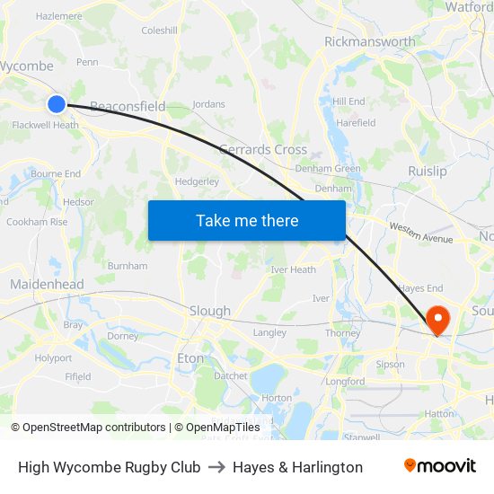 High Wycombe Rugby Club to Hayes & Harlington map