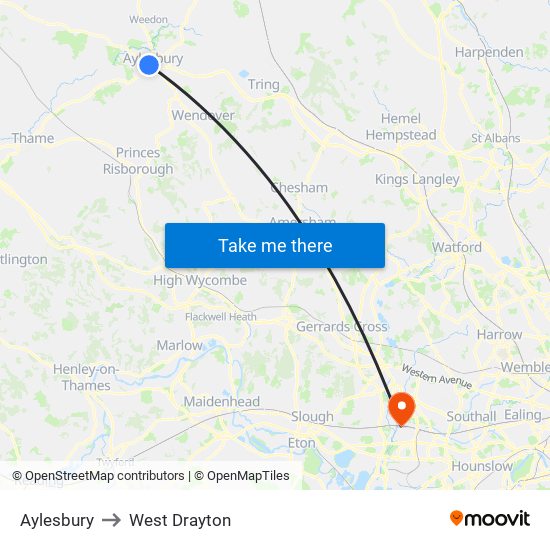 Aylesbury to West Drayton map