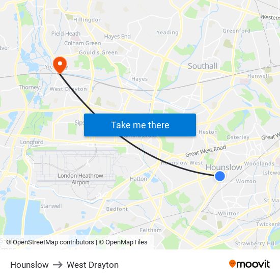 Hounslow to West Drayton map