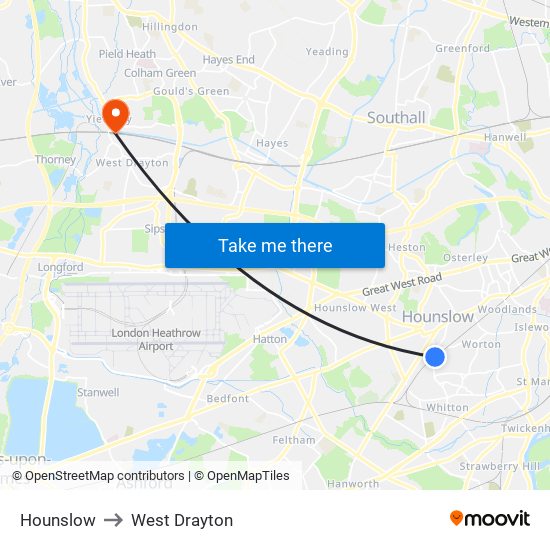 Hounslow to West Drayton map