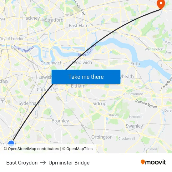 East Croydon to Upminster Bridge map