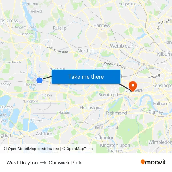 West Drayton to Chiswick Park map