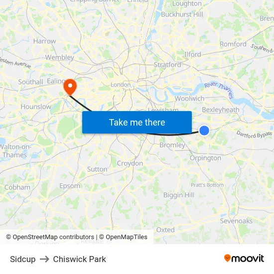 Sidcup to Chiswick Park map