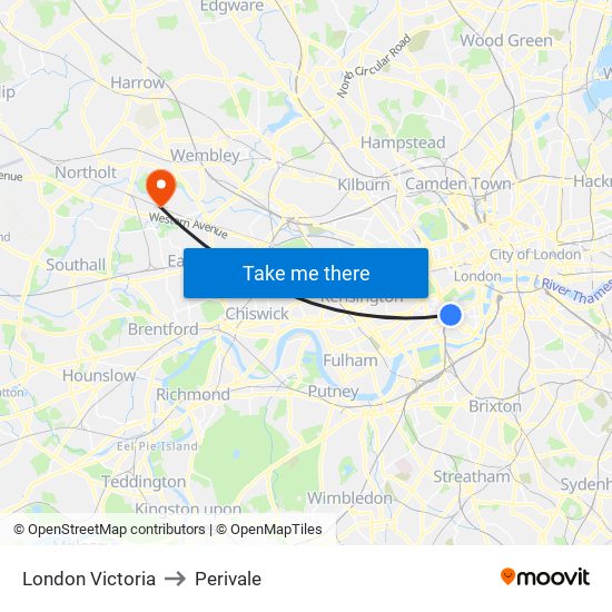 London Victoria to Perivale map