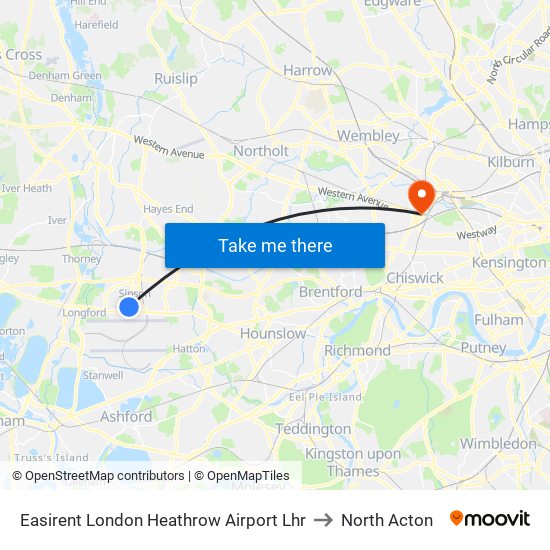 Easirent London Heathrow Airport Lhr to North Acton map