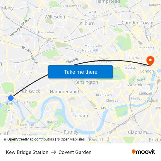 Kew Bridge Station to Covent Garden map