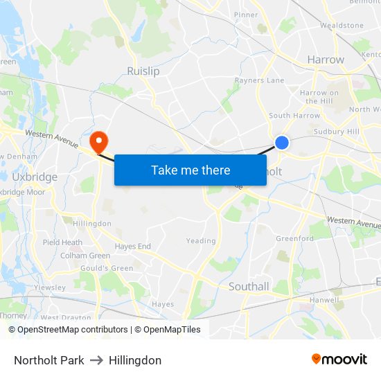 Northolt Park to Hillingdon map