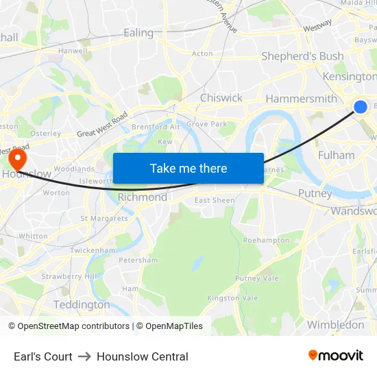 Earl's Court to Hounslow Central map