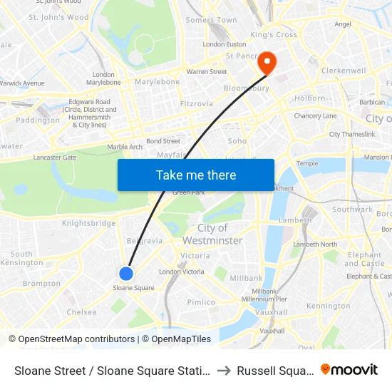 Sloane Street / Sloane Square Station to Russell Square map