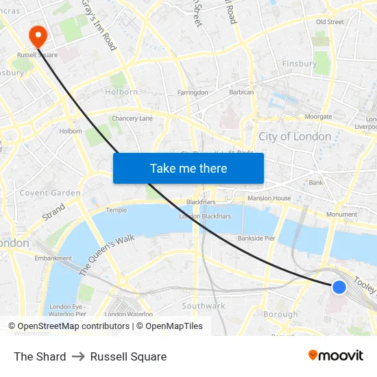 The Shard to Russell Square map