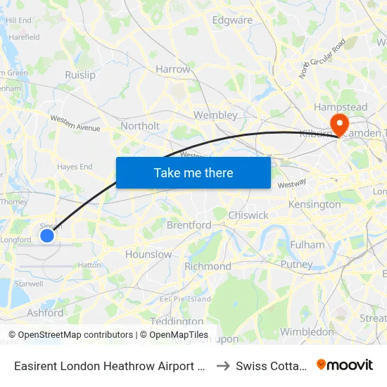 Easirent London Heathrow Airport Lhr to Swiss Cottage map
