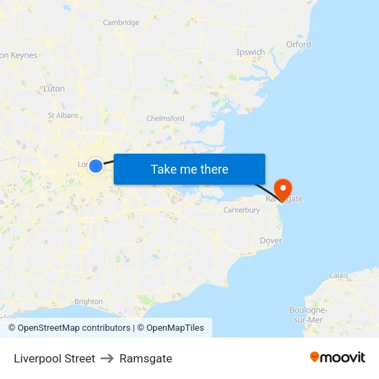Liverpool Street to Ramsgate map