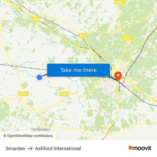 Smarden to Ashford International map