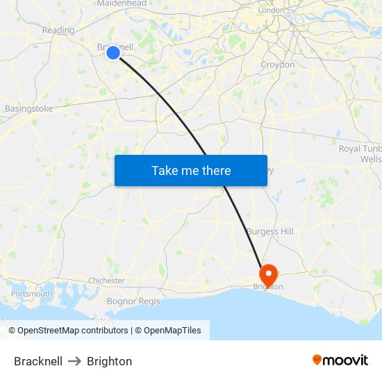 Bracknell to Brighton map