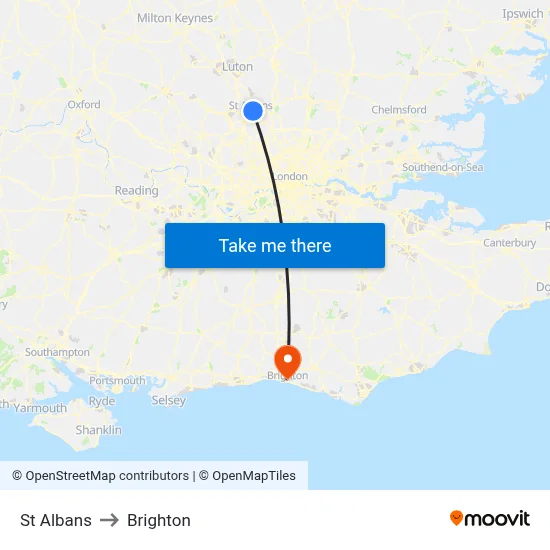 St Albans to Brighton map